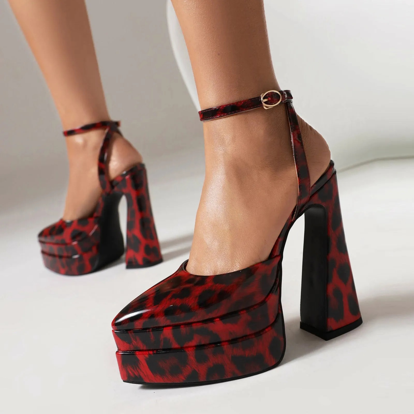 Leopard Color Waterproof Heels