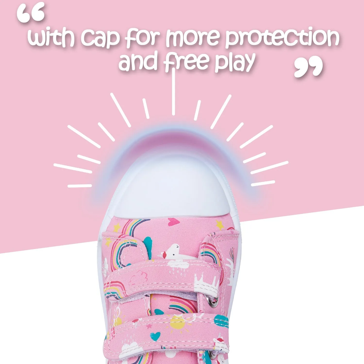 Light Pink Rainbow Unicorn Velcro Sneakers