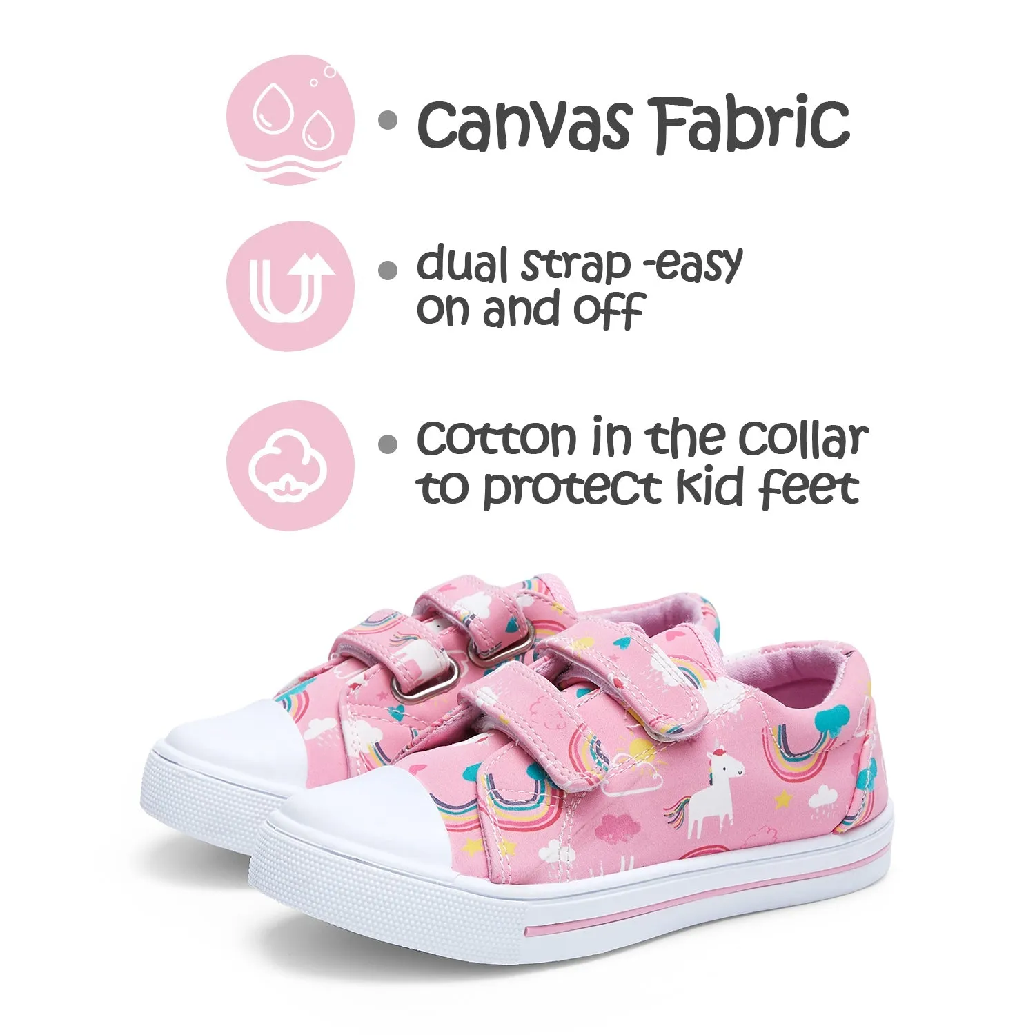 Light Pink Rainbow Unicorn Velcro Sneakers