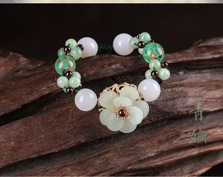 Luxury Green Agate Flower Bracelet