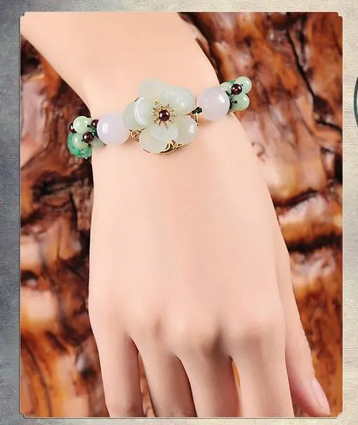 Luxury Green Agate Flower Bracelet
