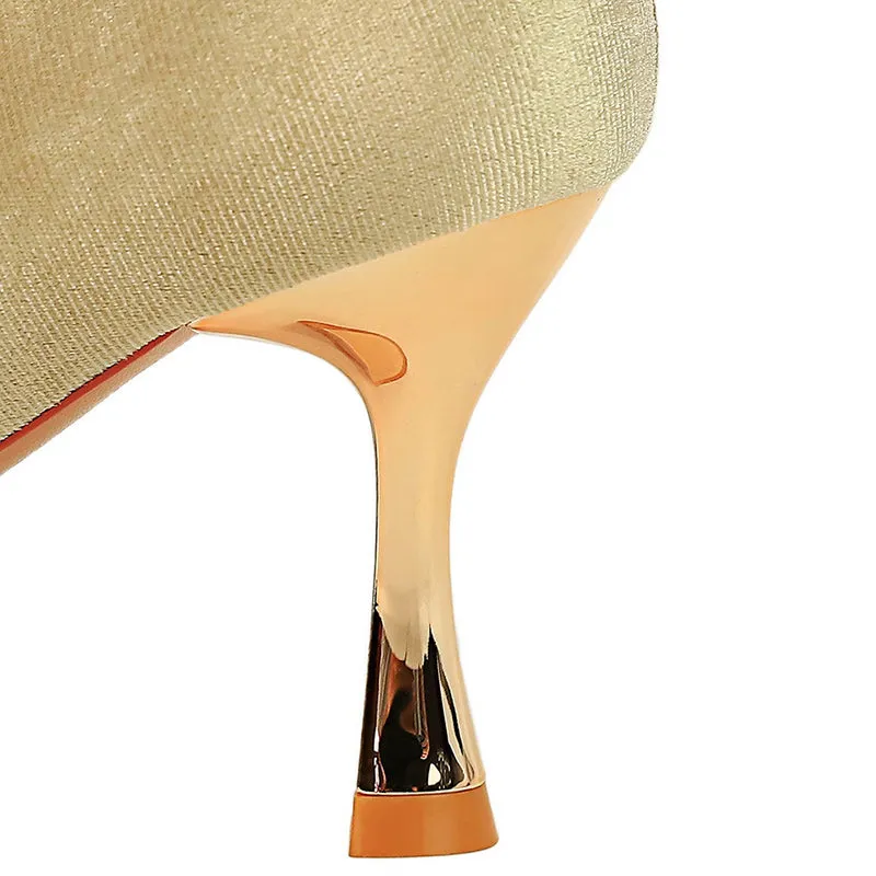 Luxury Women 7cm High Heels Wedding Pumps Lady Luxury Designer Metal Chain Buckle High Heels Stiletto Women Dress Shoes