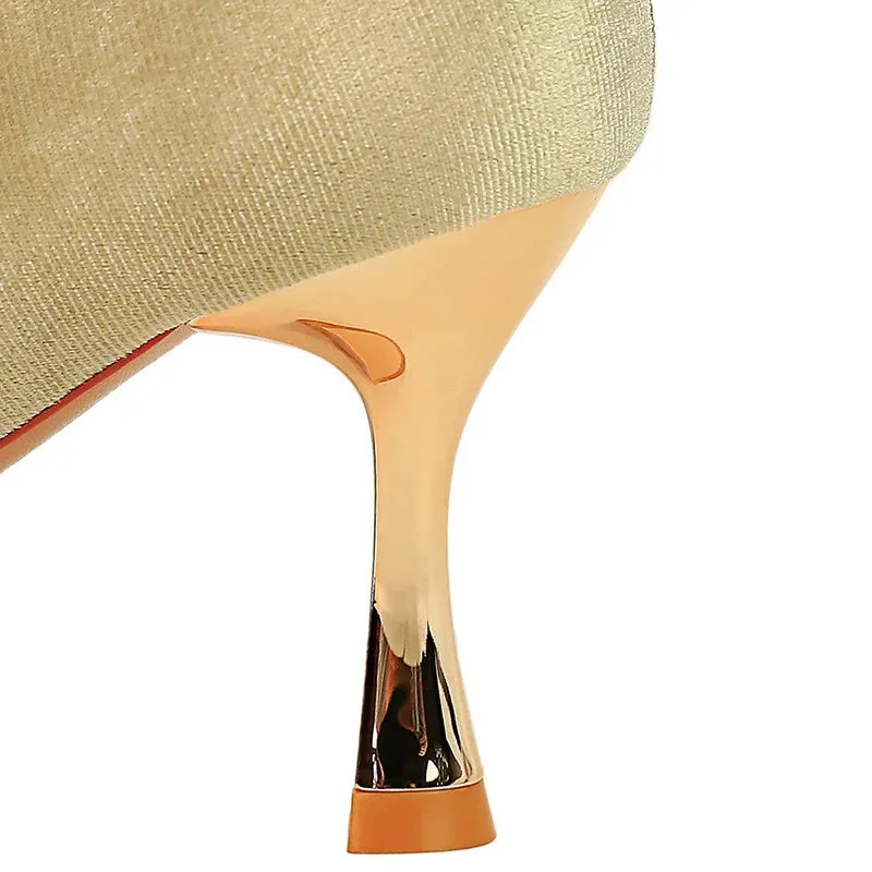 Luxury Women 7cm High Heels Wedding Pumps Lady Luxury Designer Metal Chain Buckle High Heels Stiletto Women Dress Shoes