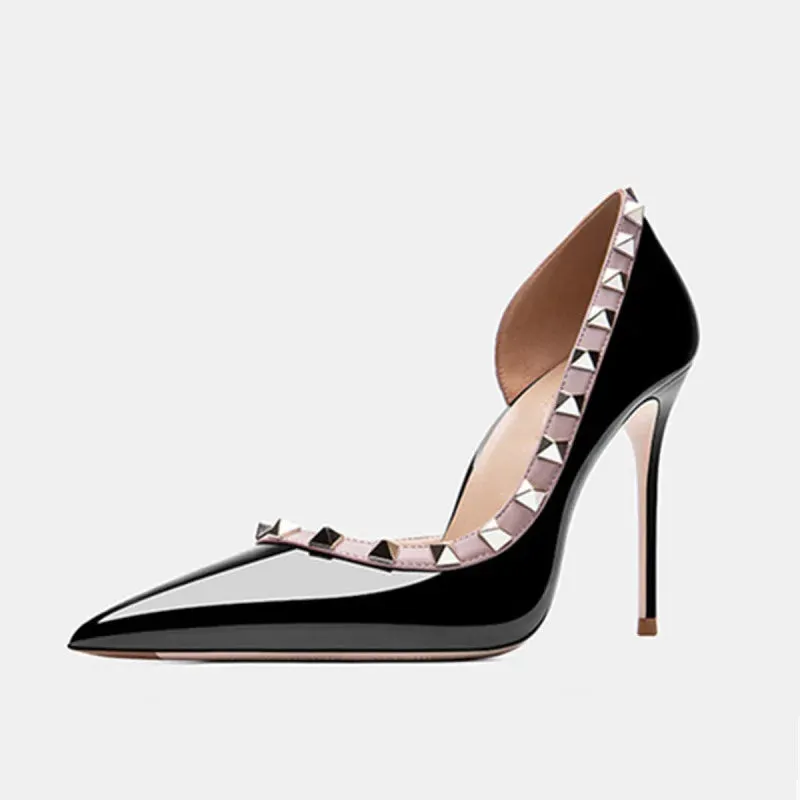 Luxury Women's Genuine Leather Stiletto Pumps | Willow Nail Design | Elegant Party & Evening Dress Shoes