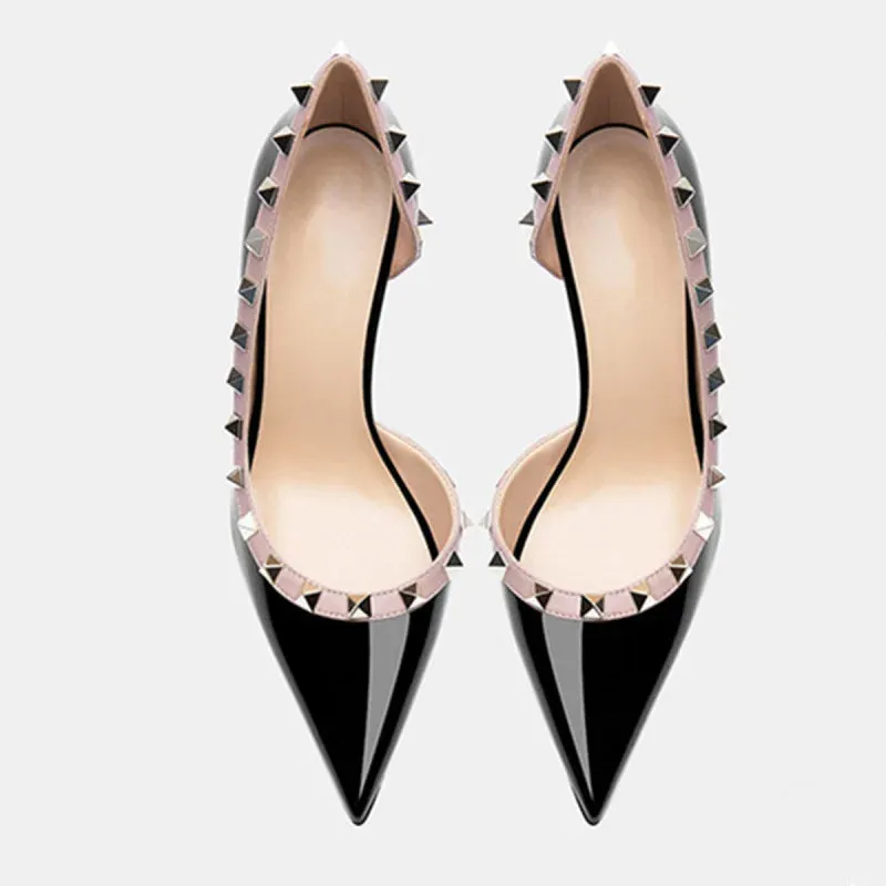 Luxury Women's Genuine Leather Stiletto Pumps | Willow Nail Design | Elegant Party & Evening Dress Shoes