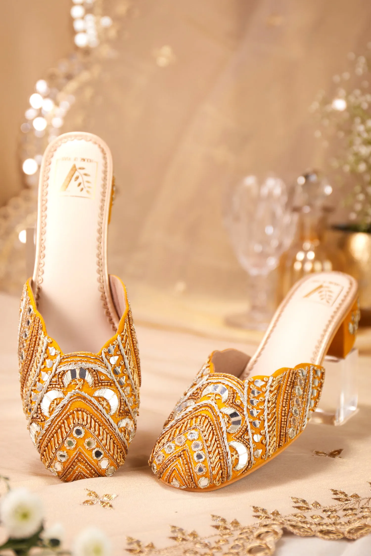 Mahira Yellow Mule Heels