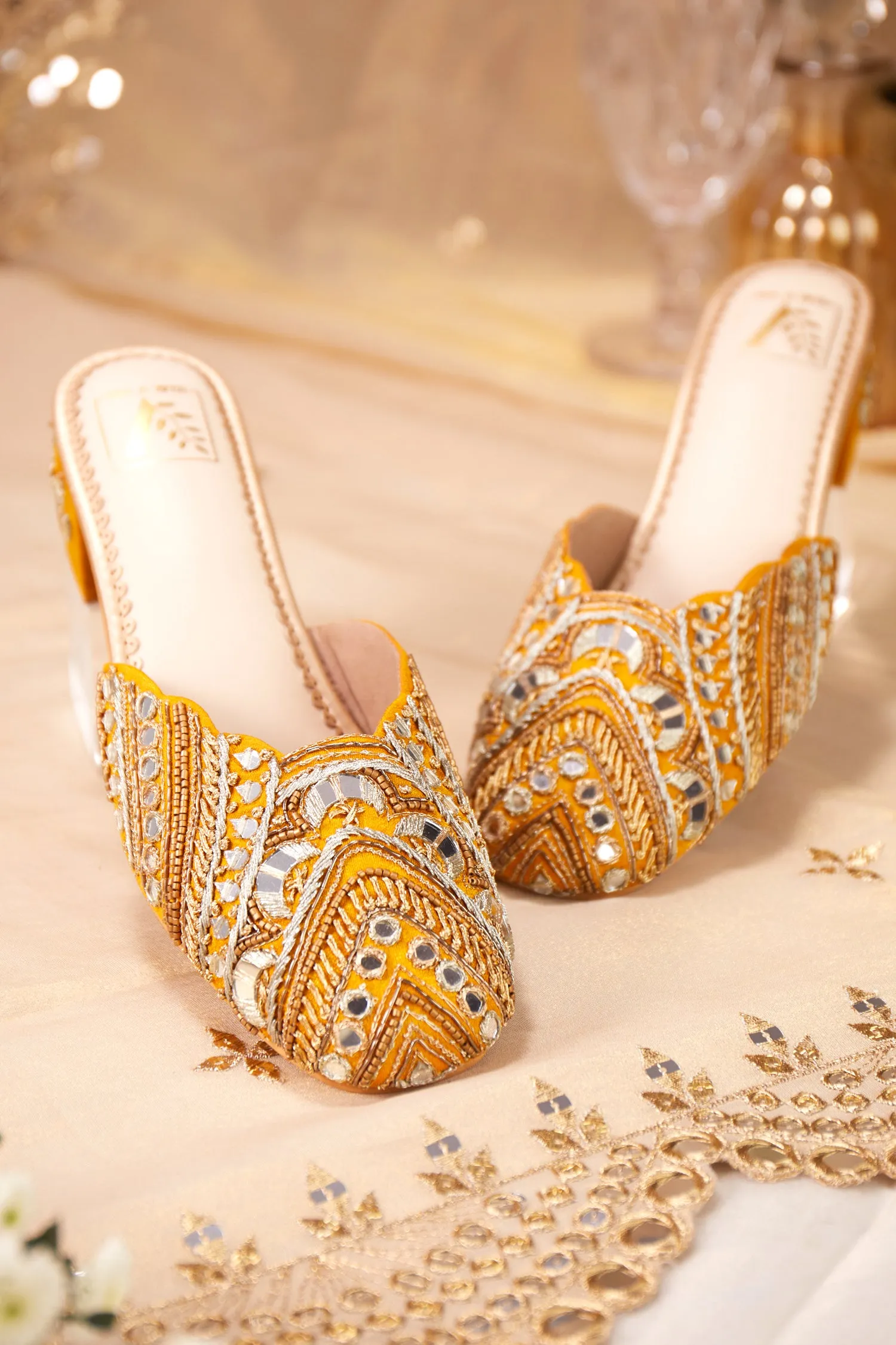 Mahira Yellow Mule Heels