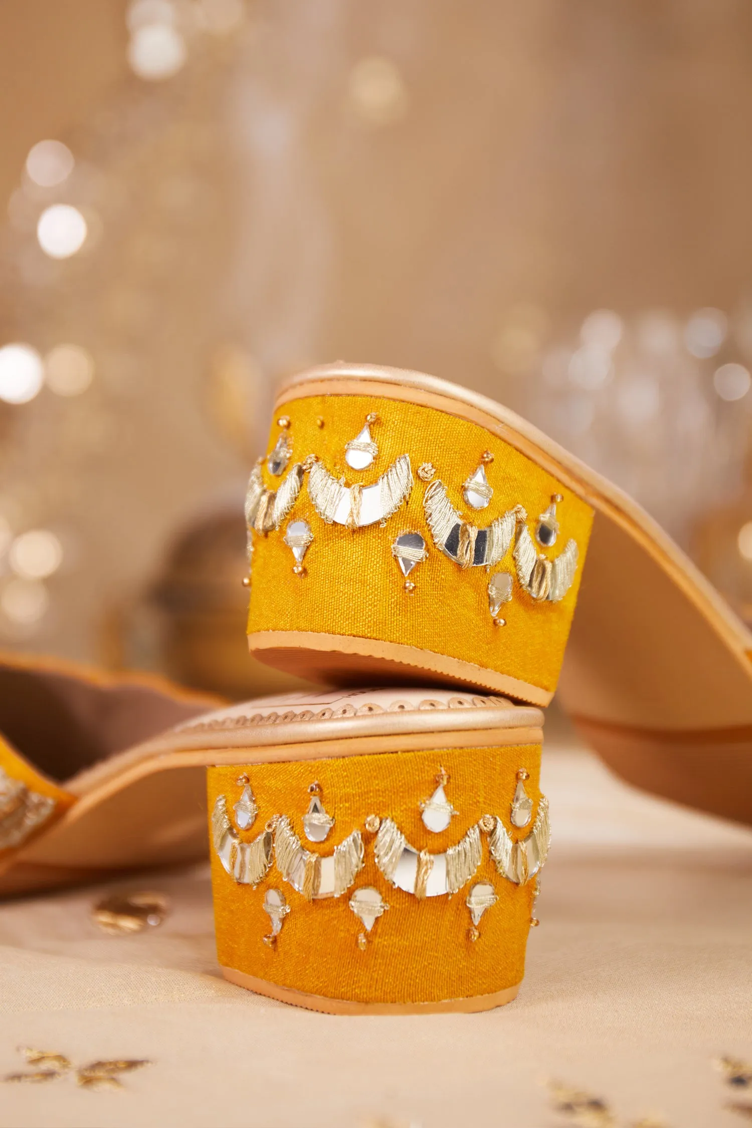 Mahira Yellow Mule Heels