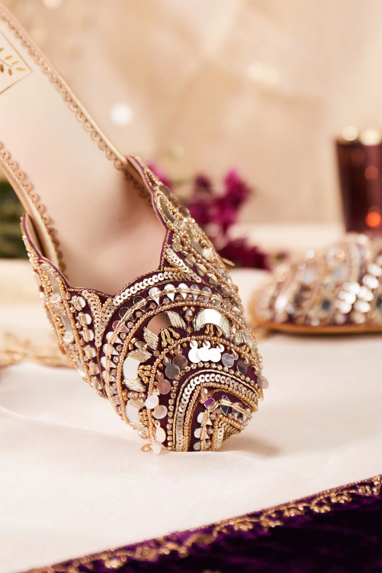 Mahnaaz Wine Mule Heels
