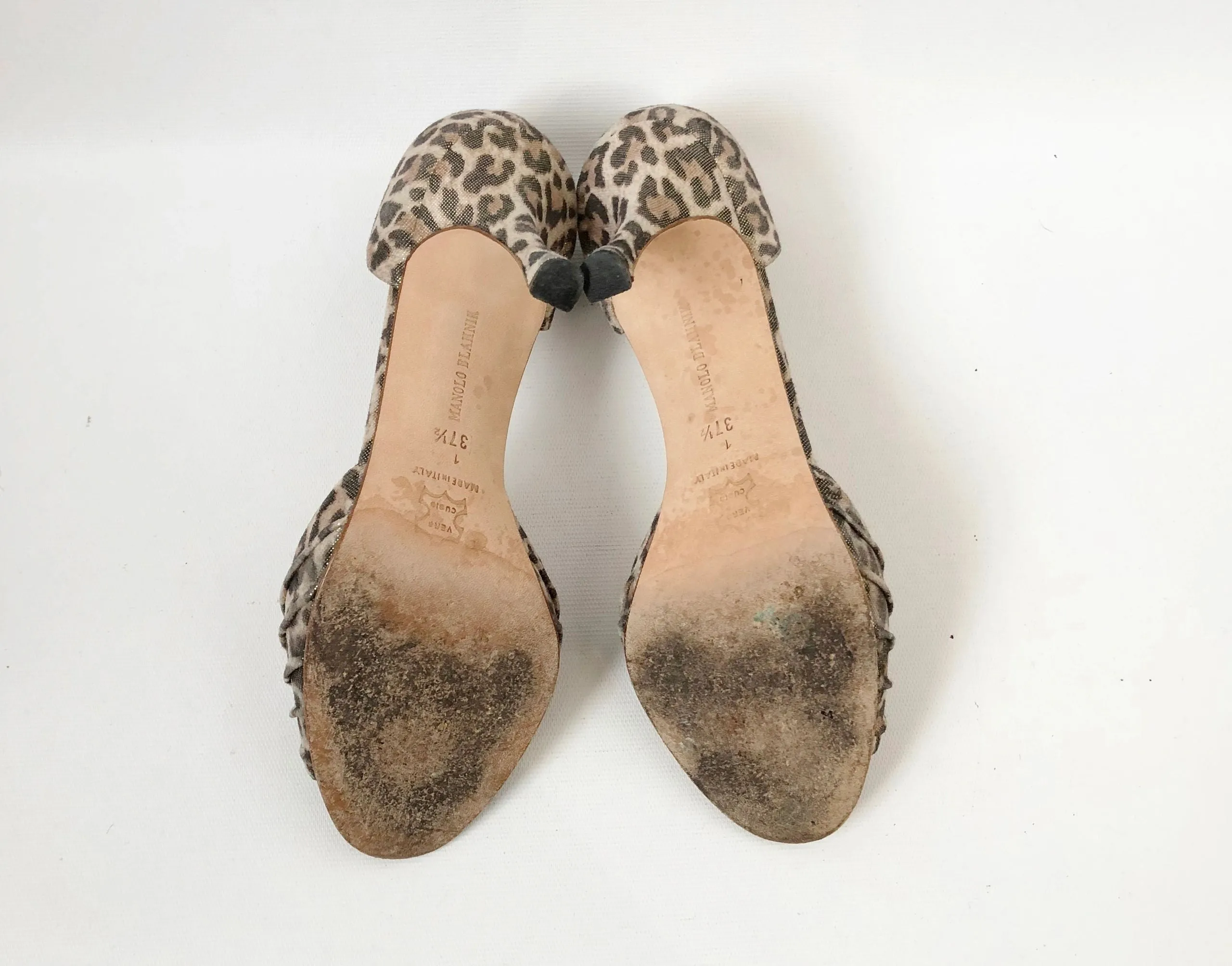 Manolo Blahnik Leopard D'Orsay Size 37.5 It (7.5 Us)