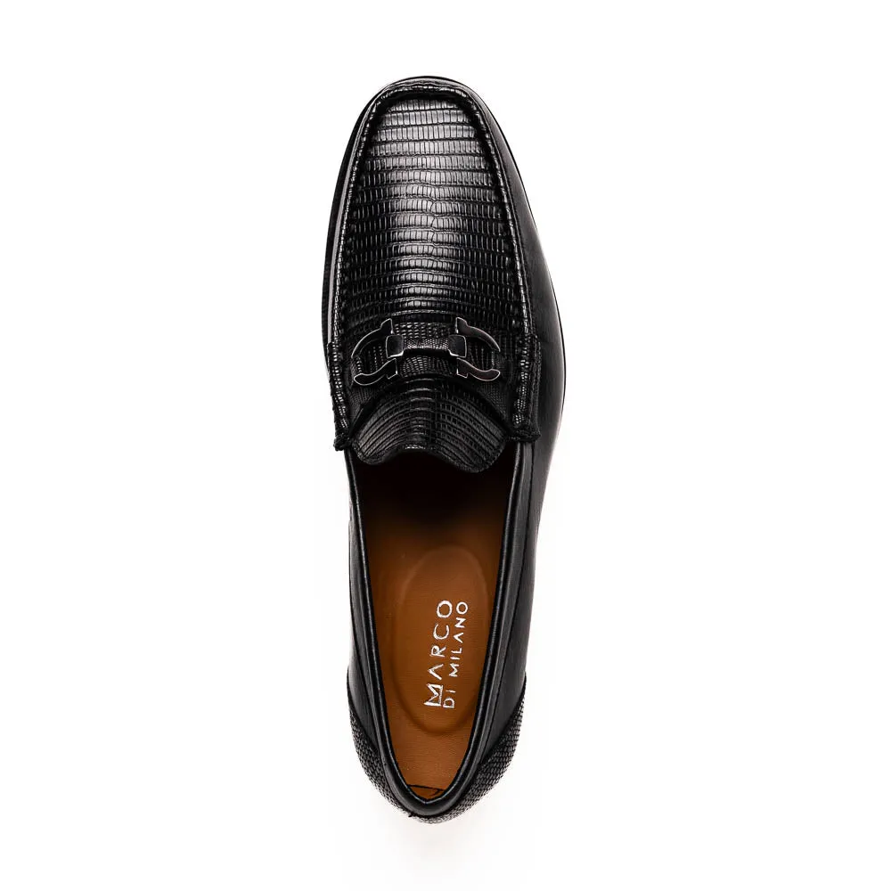Marco Di Milano Enzo in Black Lizard Loafers