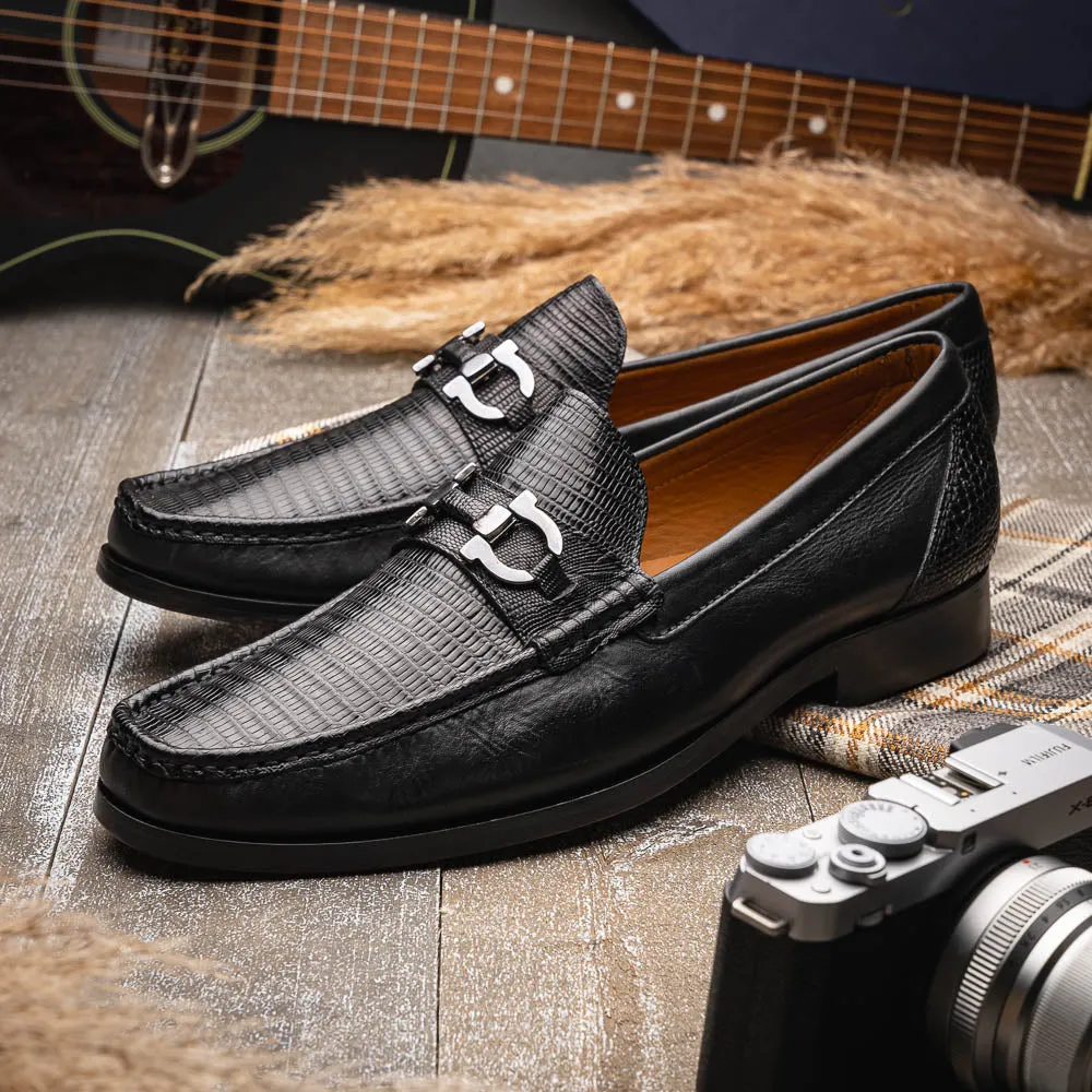 Marco Di Milano Enzo in Black Lizard Loafers