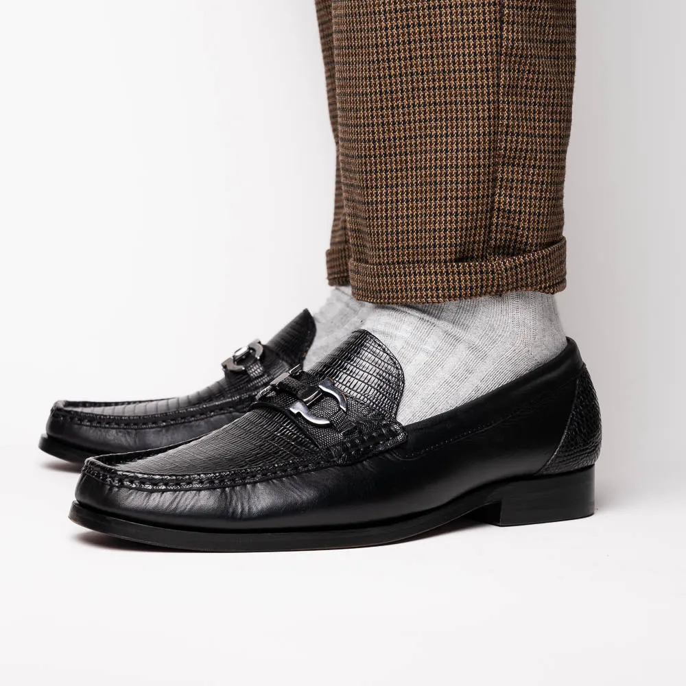 Marco Di Milano Enzo in Black Lizard Loafers