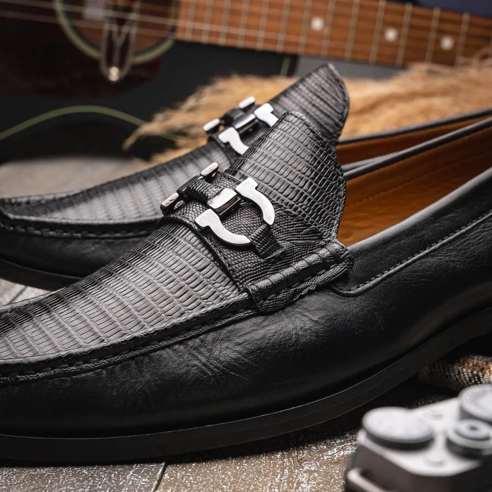 Marco Di Milano Enzo in Black Lizard Loafers