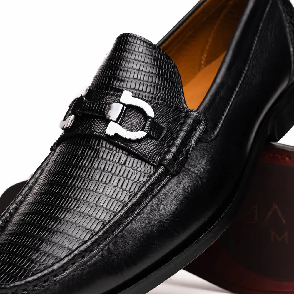 Marco Di Milano Enzo in Black Lizard Loafers
