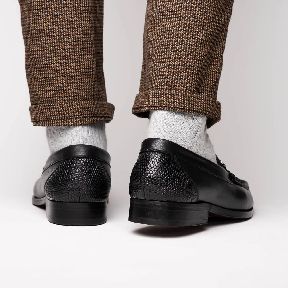 Marco Di Milano Enzo in Black Lizard Loafers