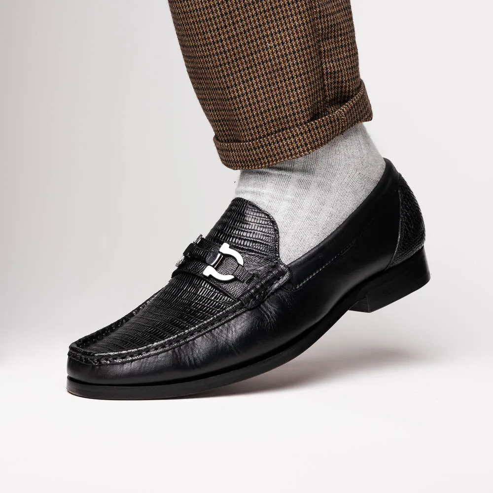 Marco Di Milano Enzo in Black Lizard Loafers