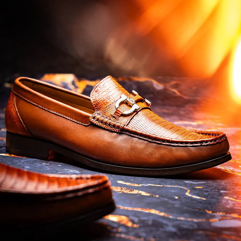Marco Di Milano Enzo in Cognac Lizard Bit Loafers
