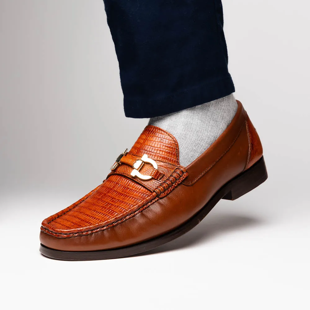 Marco Di Milano Enzo in Cognac Lizard Bit Loafers