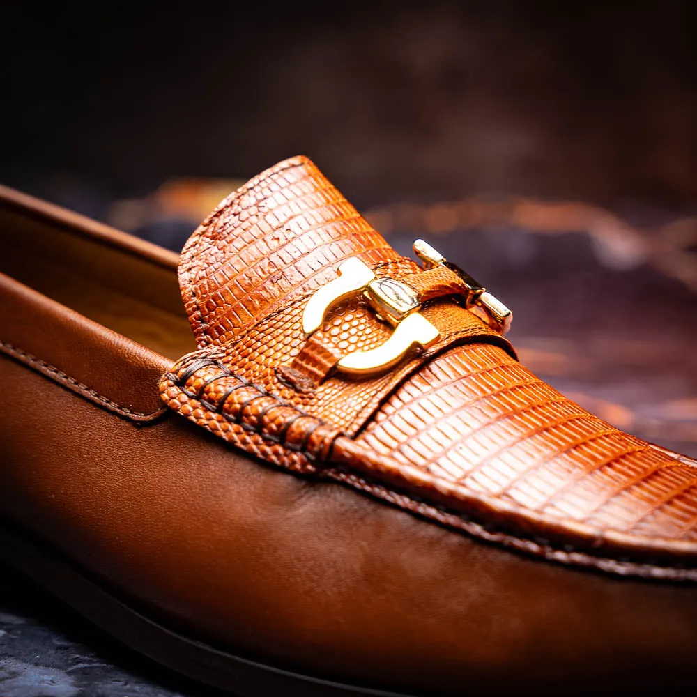 Marco Di Milano Enzo in Cognac Lizard Bit Loafers