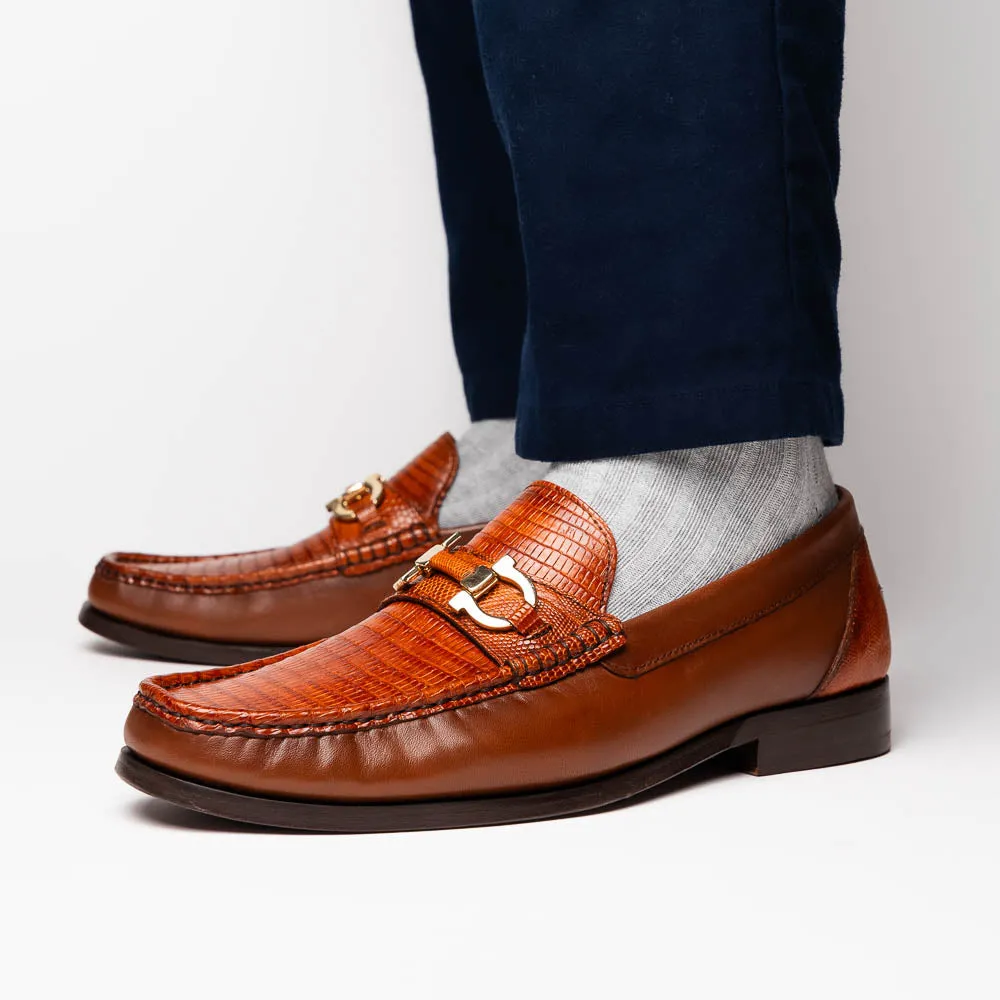 Marco Di Milano Enzo in Cognac Lizard Bit Loafers