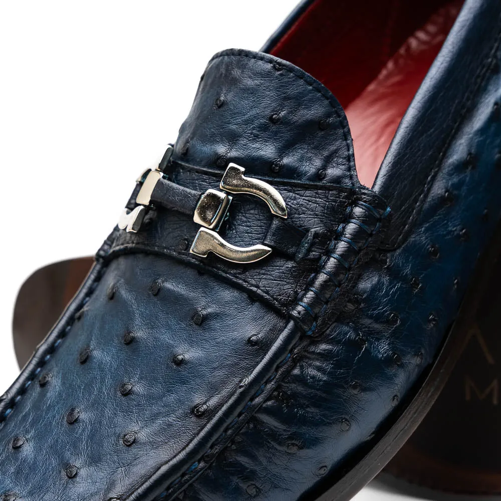 Marco Di Milano Ferrioni in Navy Ostrich Bit Loafers