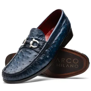 Marco Di Milano Ferrioni in Navy Ostrich Bit Loafers