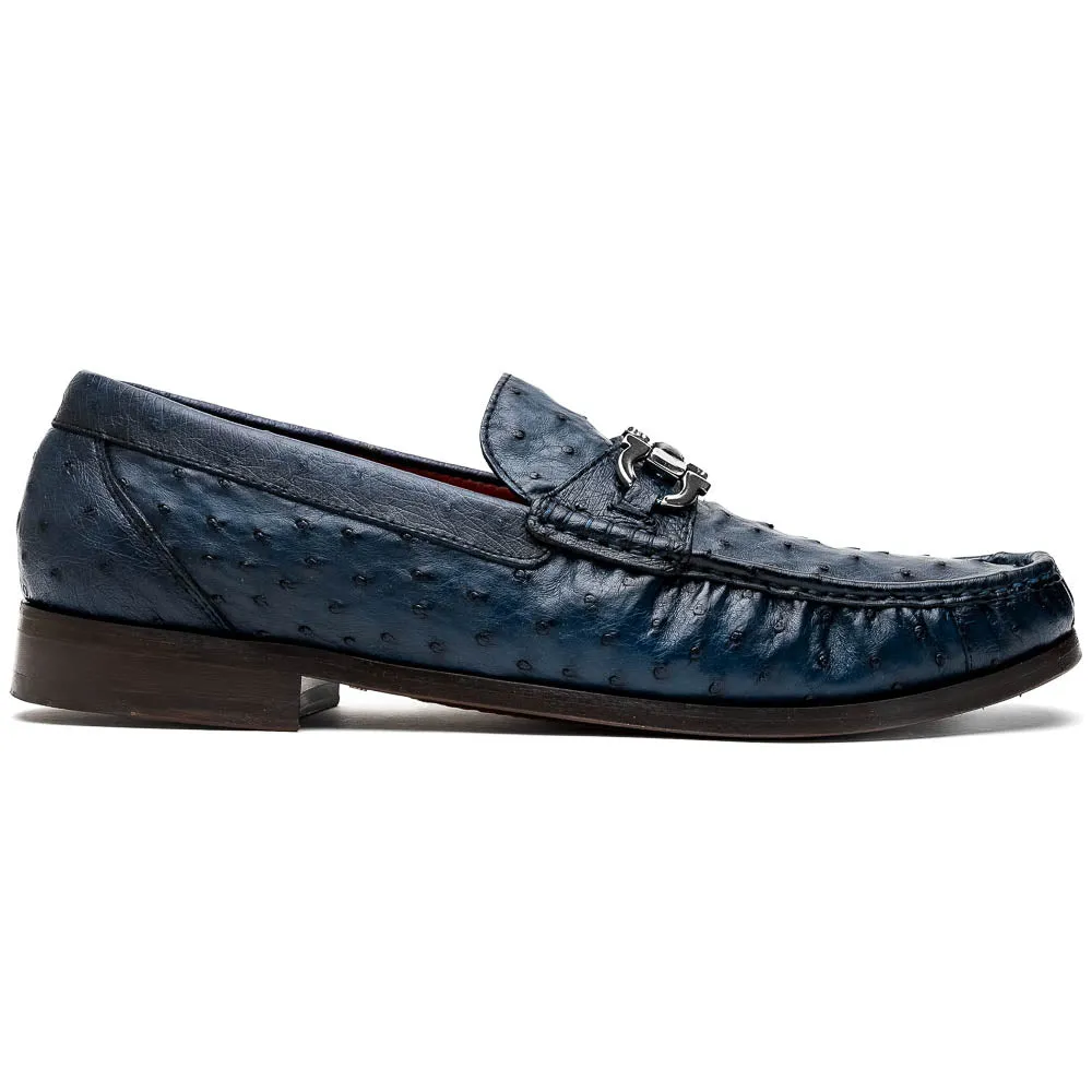 Marco Di Milano Ferrioni in Navy Ostrich Bit Loafers