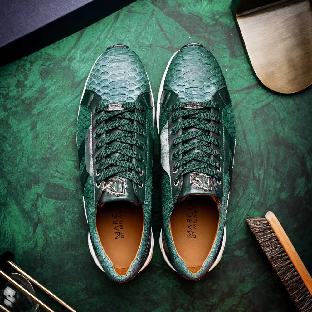 Marco Di Milano Verona in Green Python Calfskin Sneakers