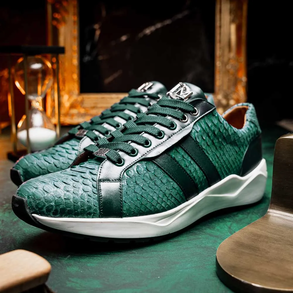 Marco Di Milano Verona in Green Python Calfskin Sneakers