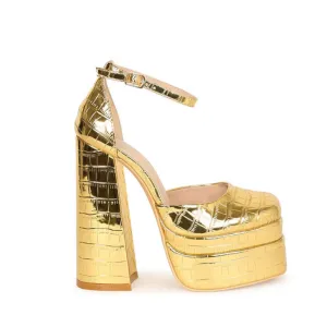 Medusa's Kiss- Gold snake skin texture platforms