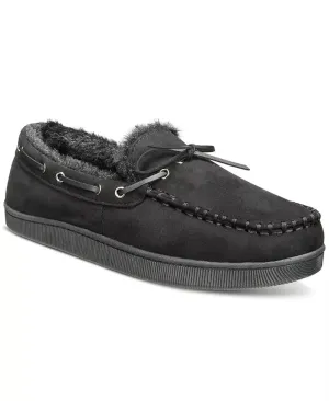Men'S Faux-Suede Moccasin Slippers with Faux-Fur Lining, Created for Macy'S