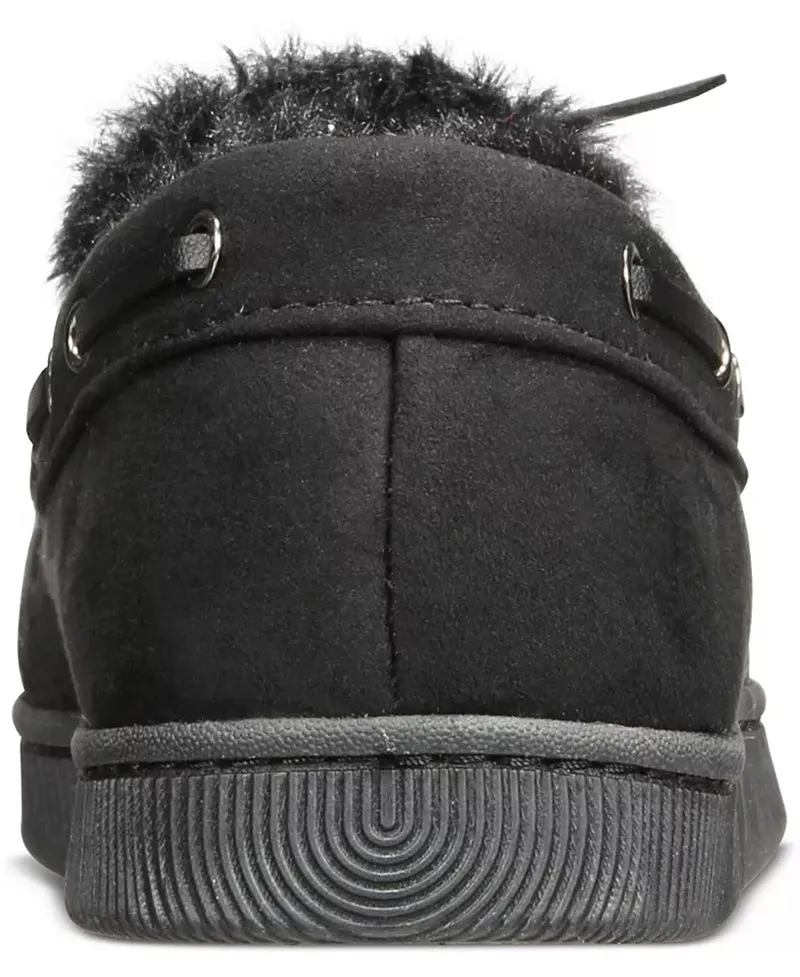 Men'S Faux-Suede Moccasin Slippers with Faux-Fur Lining, Created for Macy'S