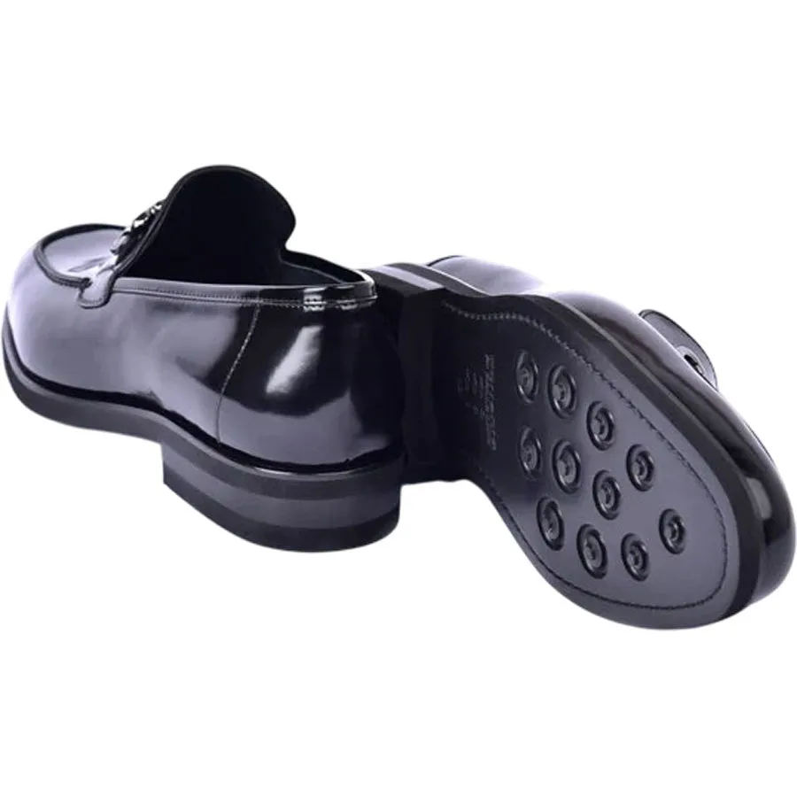 Men’s Glossy Finish Black Low Cut Buckle Round Toe Loafer By Corrente