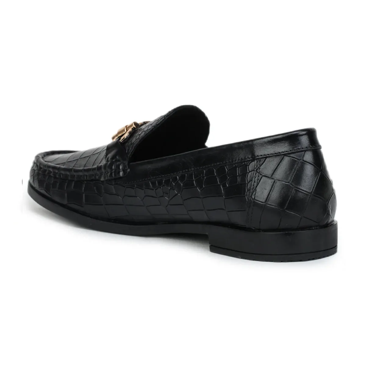 Men’s Leather Loafers 840 – Glossy Croc-Textured Slip-On Shoes