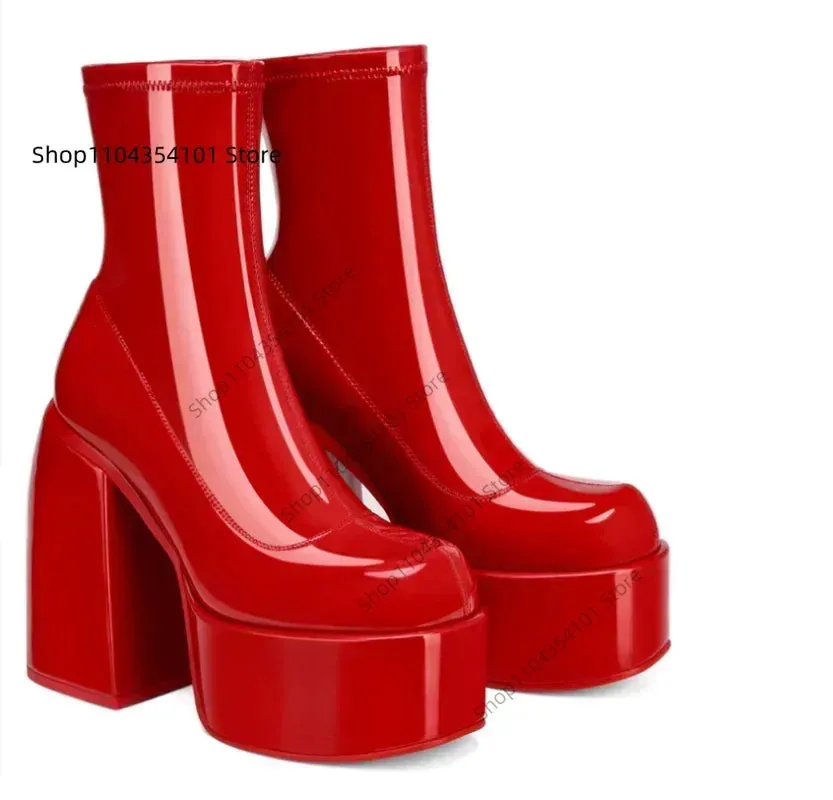 Modern Boots Women Platform Heels Round Toe Leather Boot Chunky Heels Zipper Designer Block Heel Shoes Fashion Girls Casual Shoe