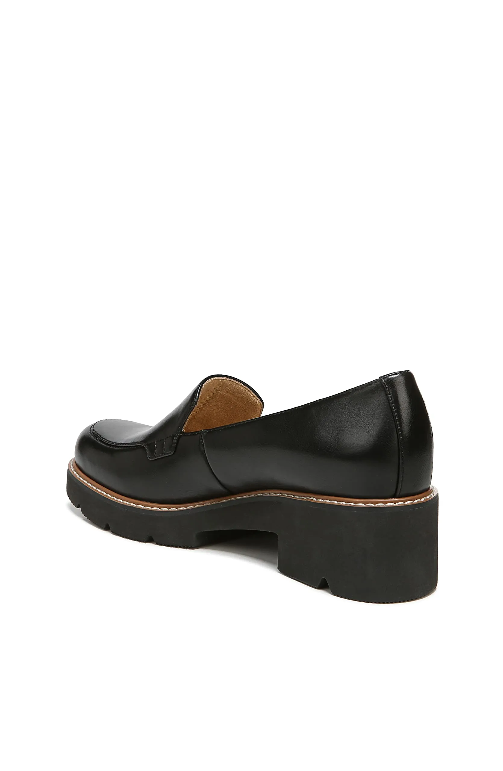 Naturalizer Womens Cabaret Slip On Lightweight Lug Heeled Loafer, Black Smooth, 7.5 M