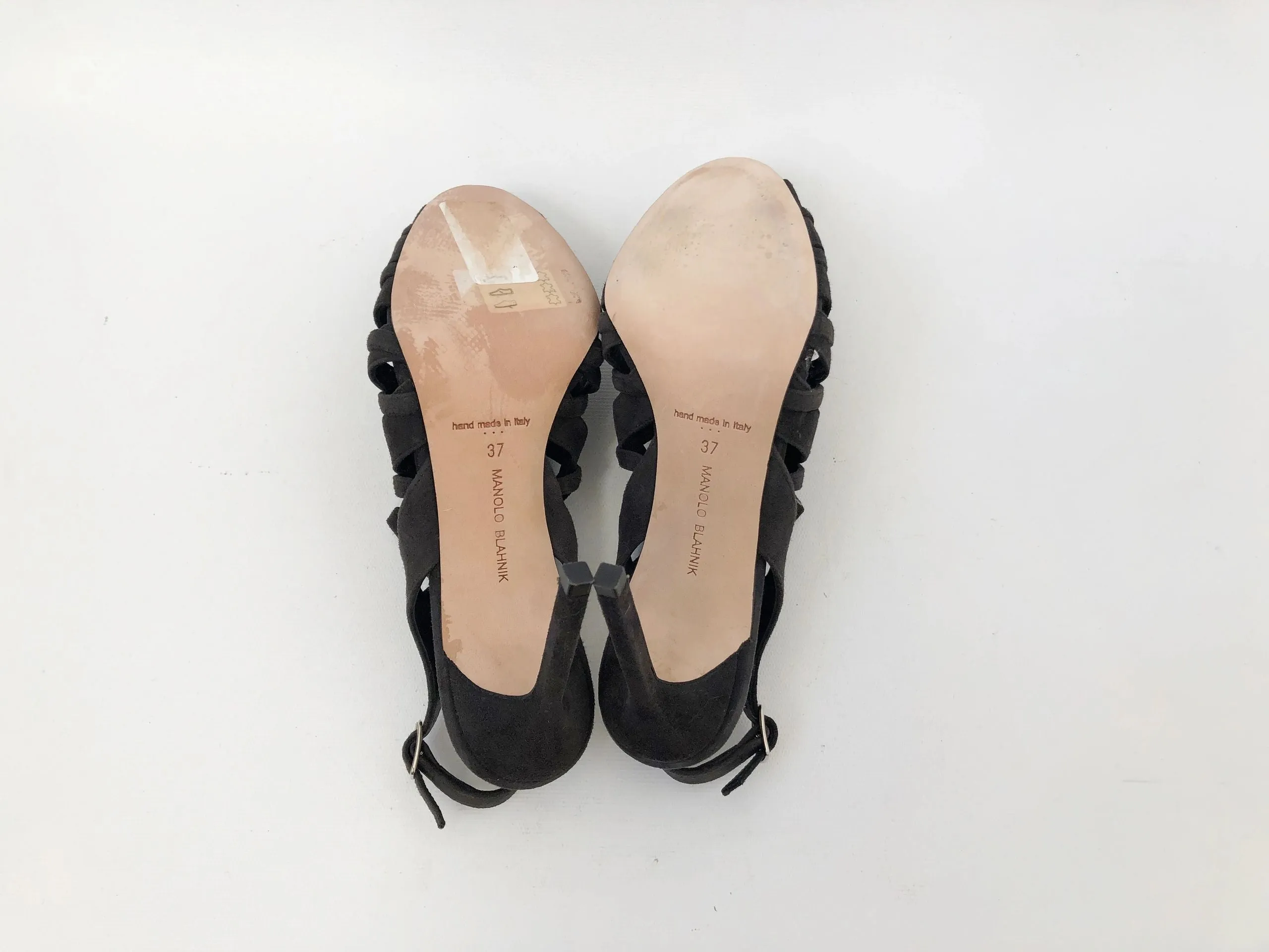 NEW Manolo Blahnik Grey Cage Slingback Size 37 It (7 Us)