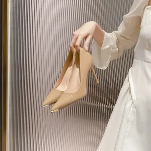 New nude high heels for women slim heels
