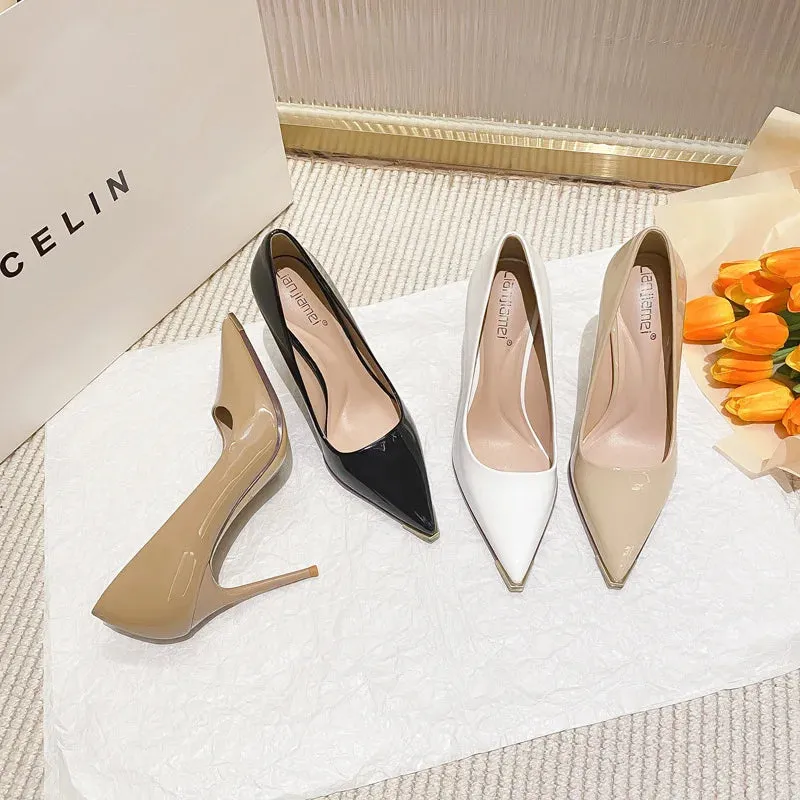 New nude high heels for women slim heels