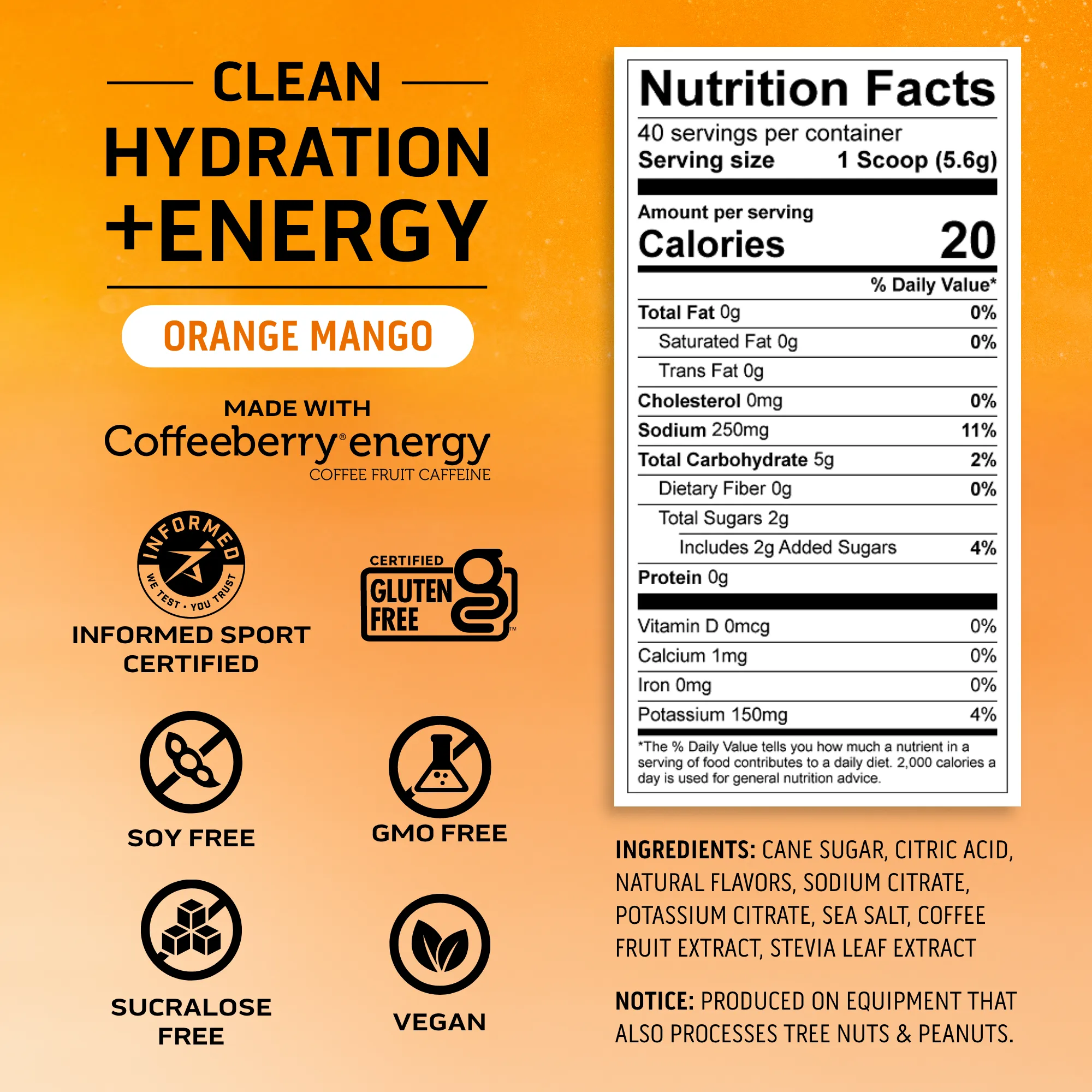 Orange Mango Clean Hydration   Energy