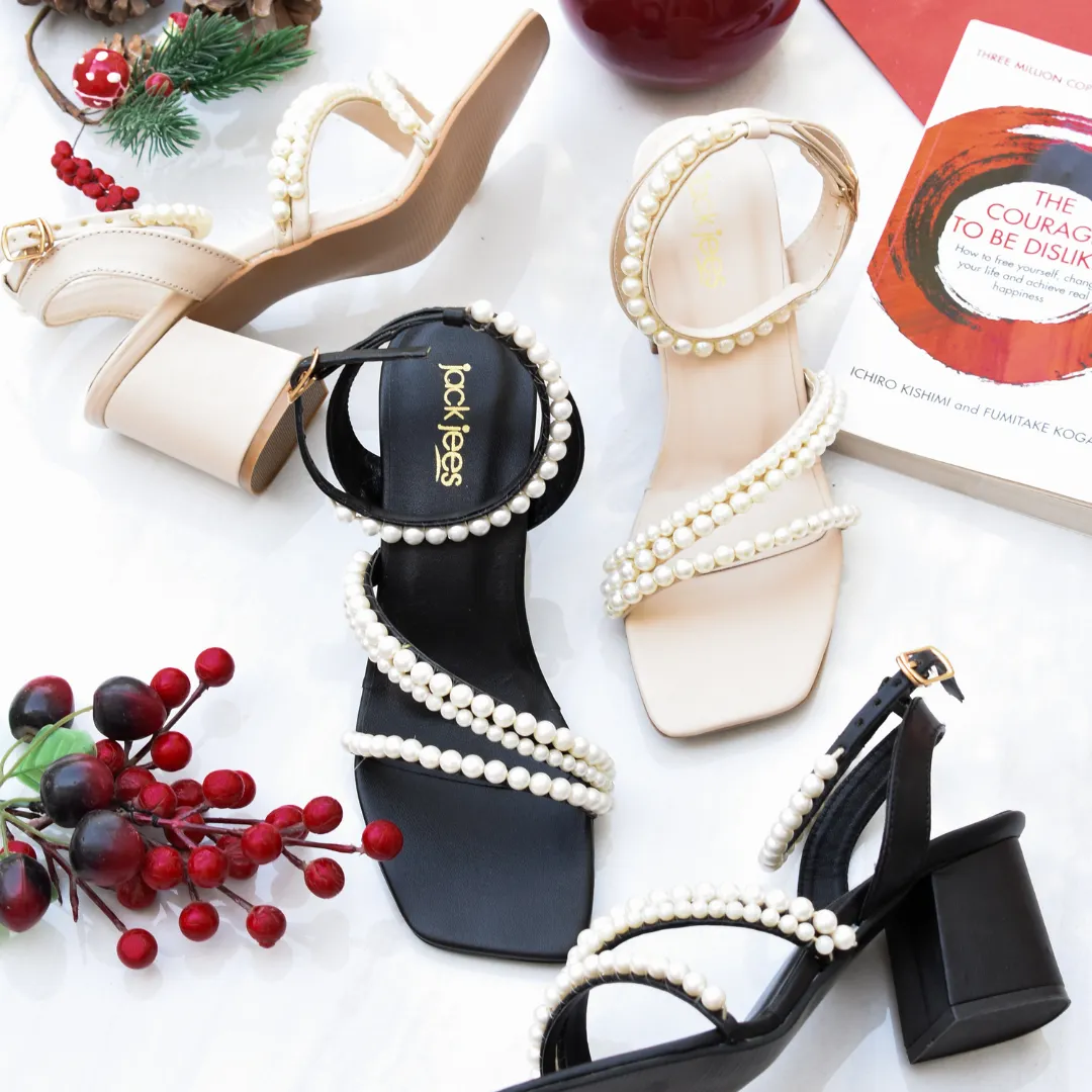 Pearl Stride Heels Cream