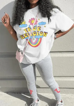 Playful Graphic Oversized T-Shirt and Fitted Leggings Two-Piece Set