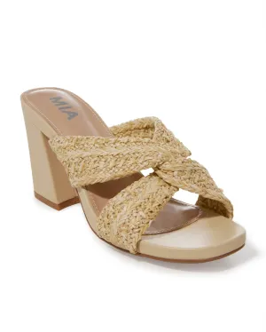 Raffia Twist Block Heel Natural