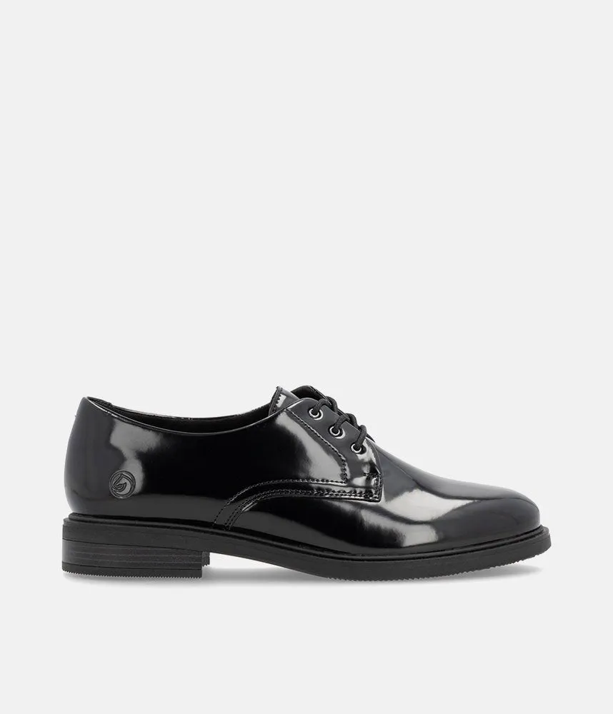 Remonte Versatile Black Patent Lace-Up Shoes