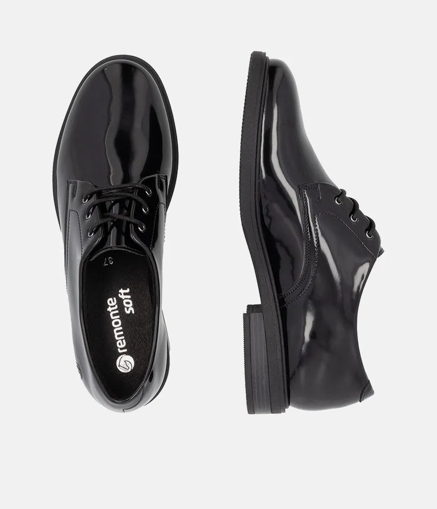 Remonte Versatile Black Patent Lace-Up Shoes