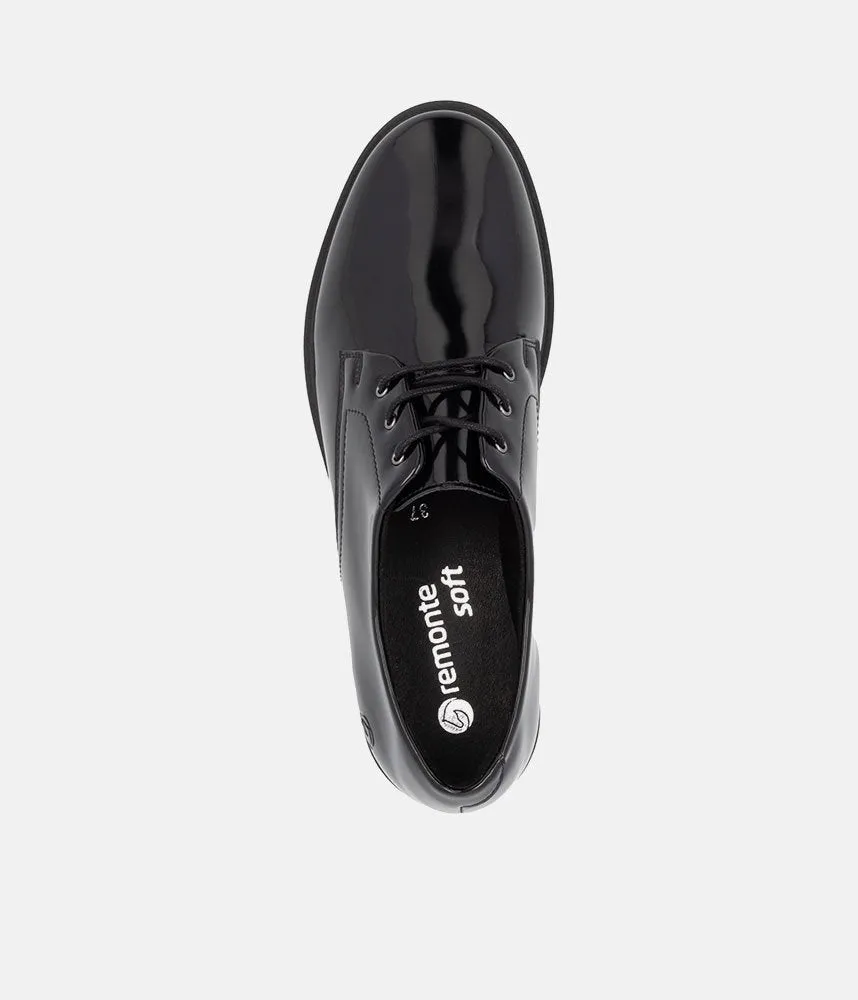 Remonte Versatile Black Patent Lace-Up Shoes