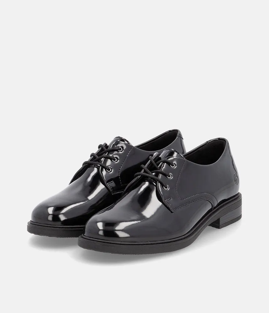 Remonte Versatile Black Patent Lace-Up Shoes