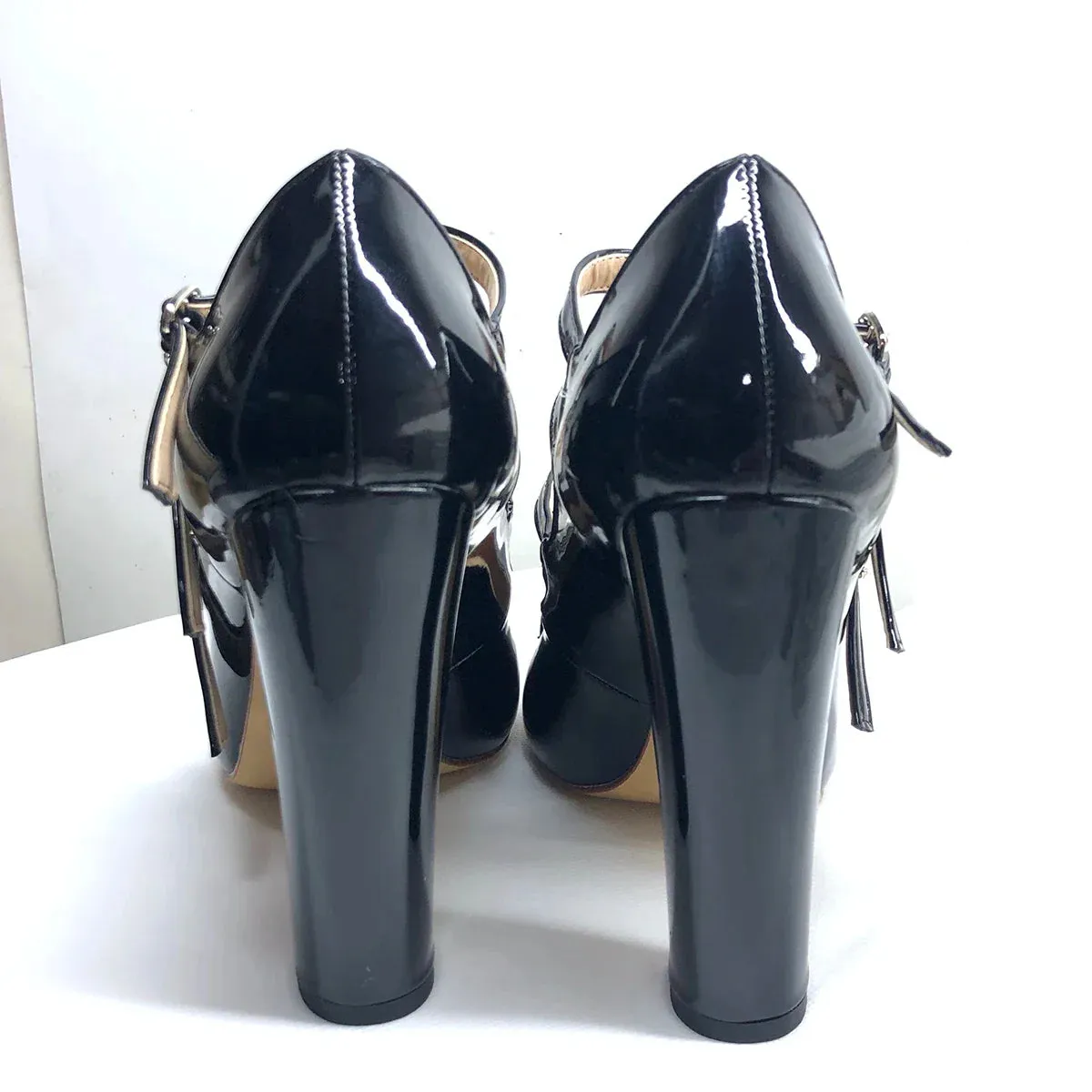 Round Toe High Heels Pumps 3-Straps Shoes