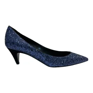 Saint Laurent Charlotte Glitter Point-toe Kitten-Heel Pumps Size EU 37